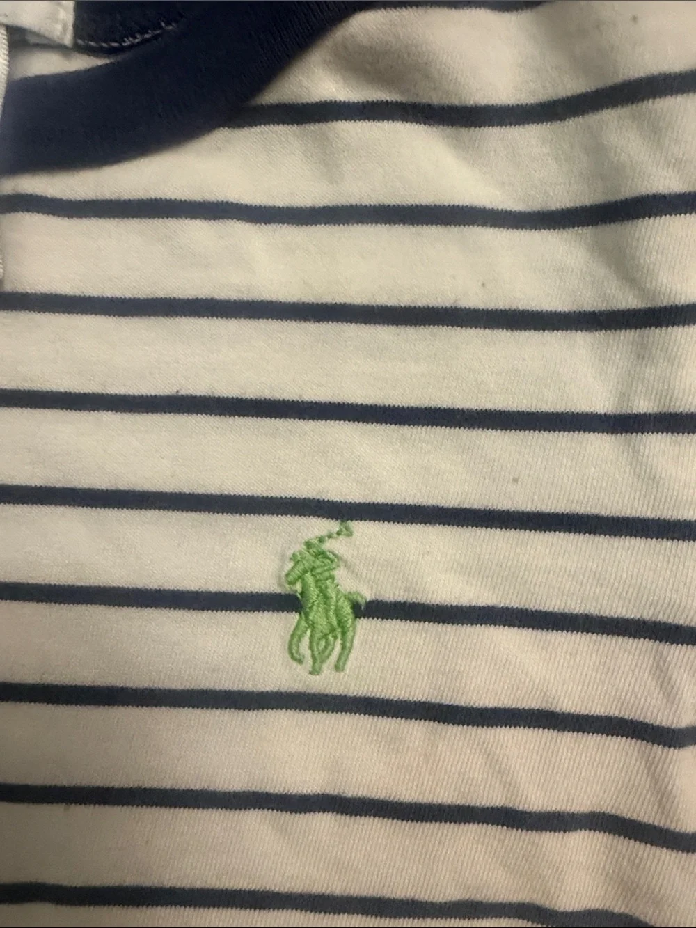 RALPH LAUREN navy blue striped popover T-shirt